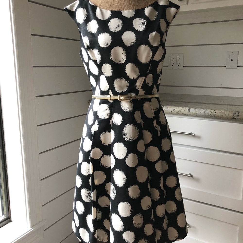 Eliza J black & white polka dot cocktail dressNWOT